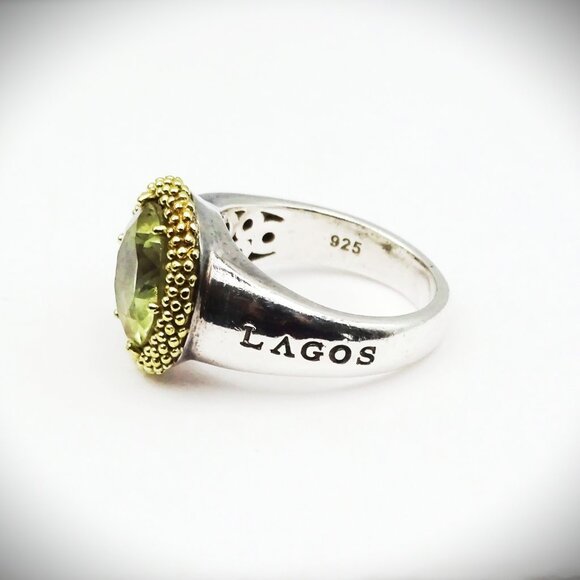 LAGOS Caviar Sterling Silver 18K Yellow Gold & Citrine Cocktail Ring Size 8.75 - Picture 5 of 10